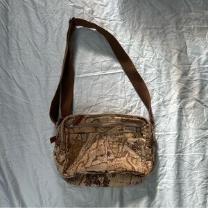 Vintage Fossil World Map Handbag